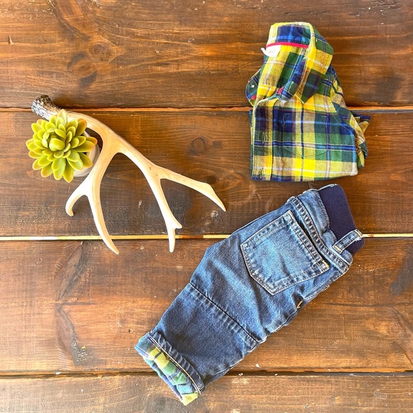 Adorable matching GAP flannel & lined jean set. - Picture 2 of 3